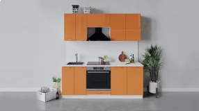 Кухонный гарнитур «Весна» длиной 200 см со шкафом НБ (Оранж глянец)