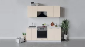 Кухонный гарнитур «Весна» длиной 200 см со шкафом НБ (Белый/Ваниль глянец)