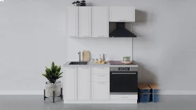 Кухонный гарнитур «Ольга» длиной 160 см со шкафом НБ (Белый/Белый)