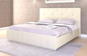 Кровать Лина с подъёмным механизмом Экокожа, 160х200 (Бежевая)