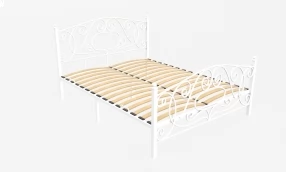 Кровать Виктория Металл, 160х200, Белый муар, Белый муар, 1630