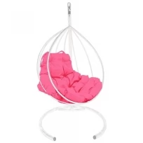 Подвесное кресло M-GROUP капля без ротанга белое, розовая подушка
